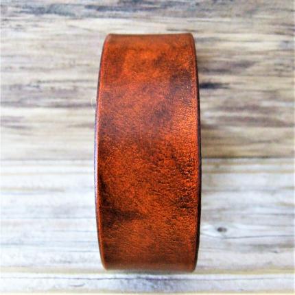 Bracelet en cuir véritable et épais, Essentiel Rouge orangé, mode homme, artisanat français