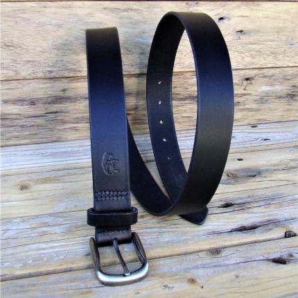 Ceinture en cuir noir 3,3 cm, boucle Dijon, 100 % fabriquée en France, 100 % artisanale