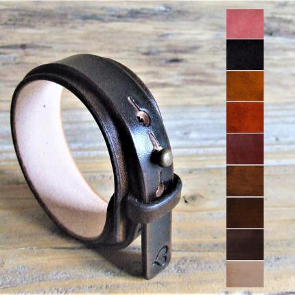 Bracelet de force en cuir petite largeur, idéal discret,  femme ou fille, couleur au choix, made in France